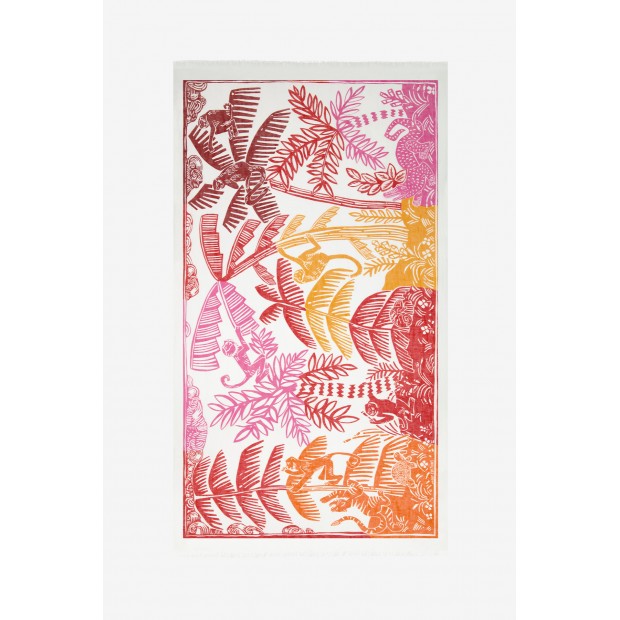 Inoui Editions lino ir medvilnės skara JUNGLE RED Inoui Editions lino ir medvilnės skara JUNGLE RED